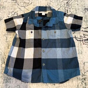 Burberry baby boy blue nova check shirt blue 18-24 months nwot